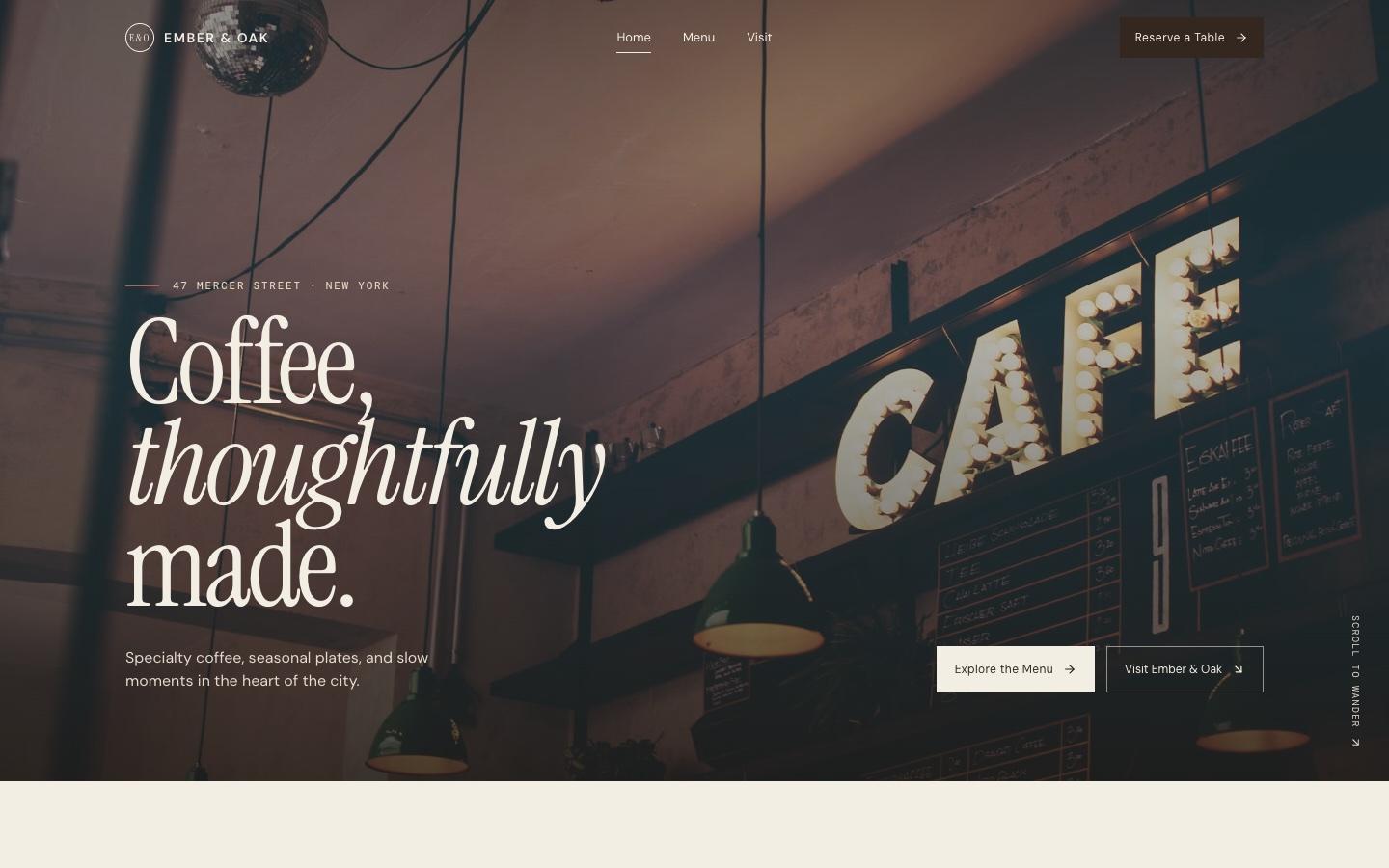 Ember & Oak — live site