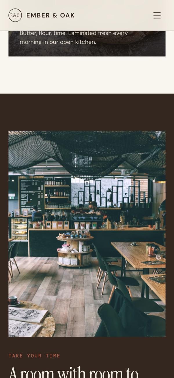 Ember & Oak on a phone — screen 3