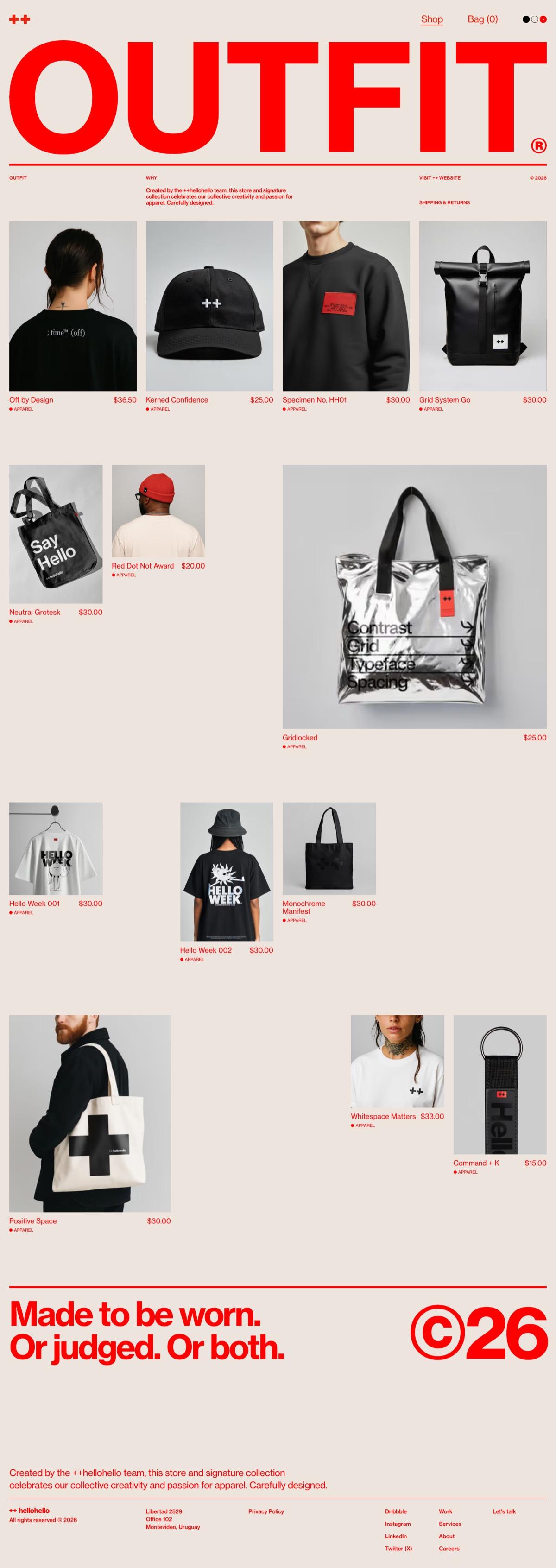 Outfit website — full homepage