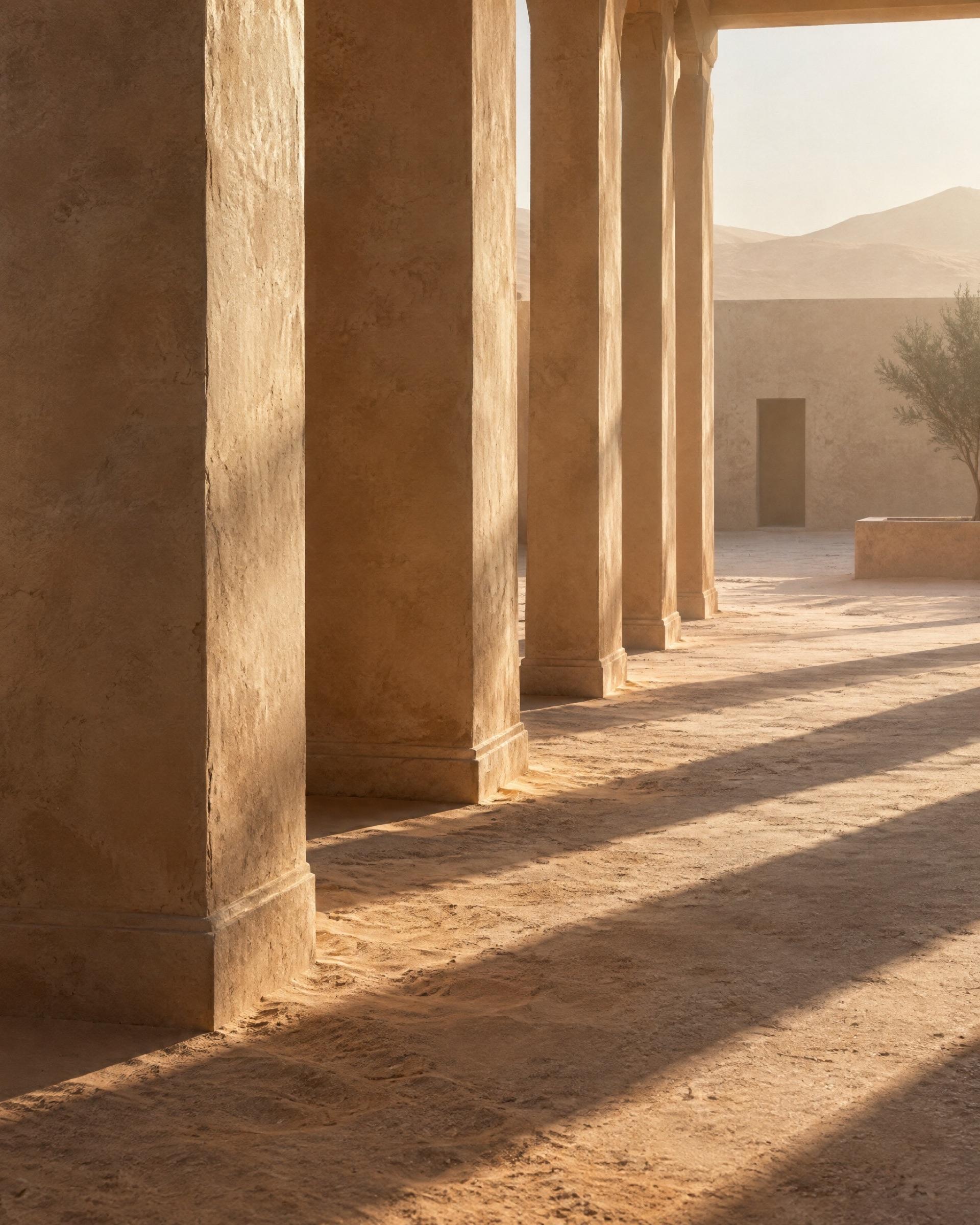 Light falling between a row of dark columns