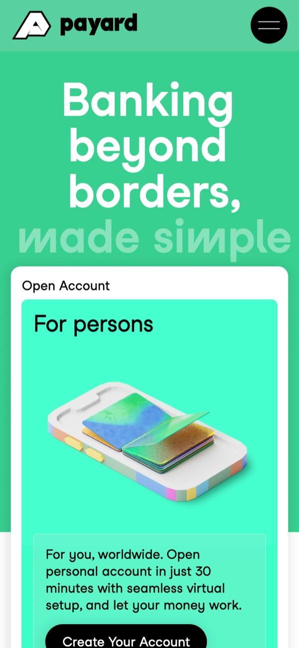 PaYard on a phone — screen 1